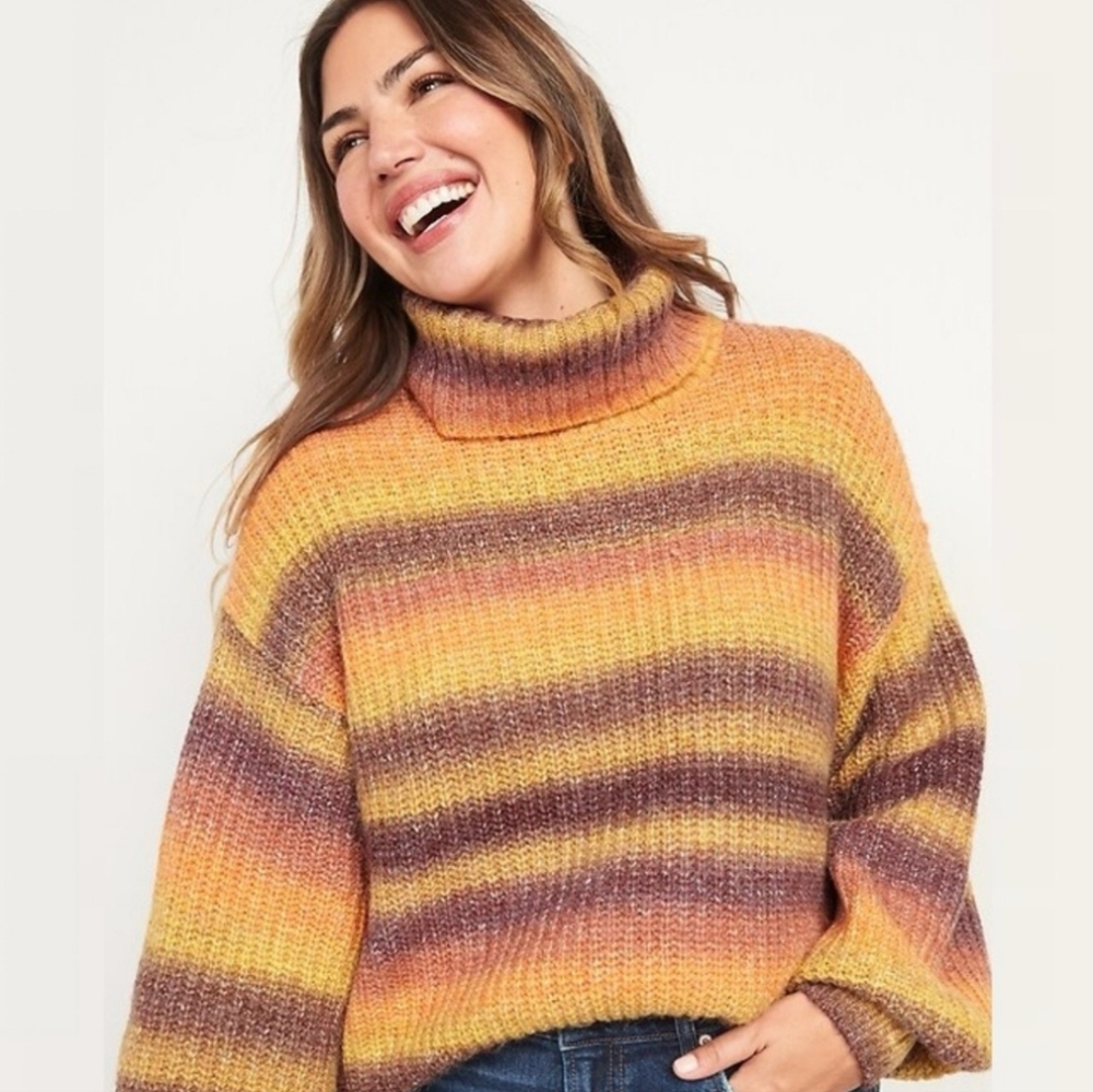 Old Navy Purple and Orange Cowl Neck Sweater